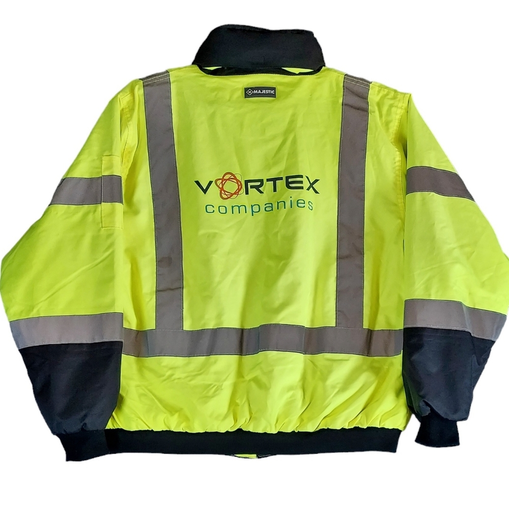 Majestic Size XL Class 3 Hi-Vis Reflective ANSI 3 Type R Lined Bomber Jacket - Picture 7 of 12